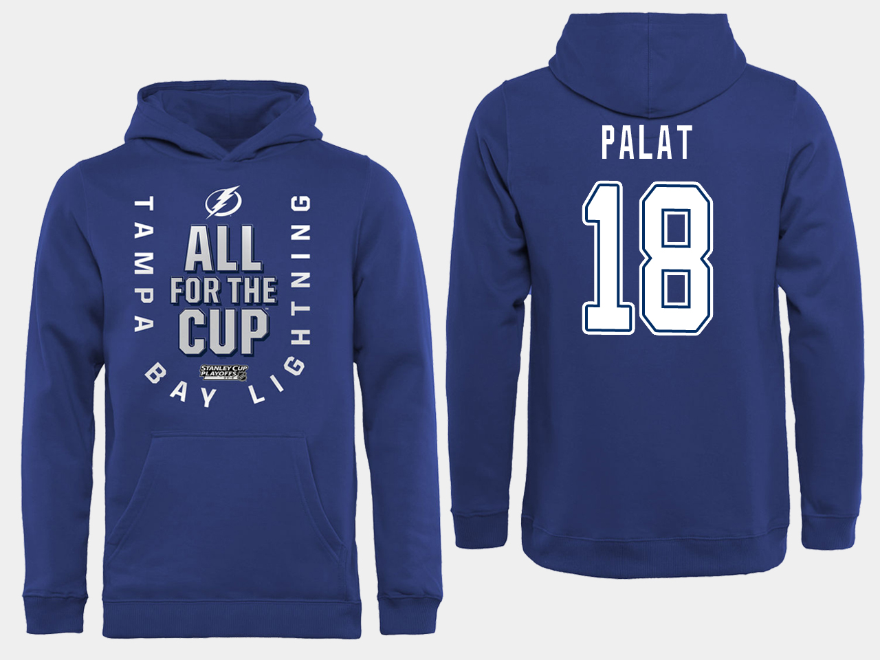 NHL Men adidas Tampa Bay Lightning #18 Palat blue All for the Cup Hoodie